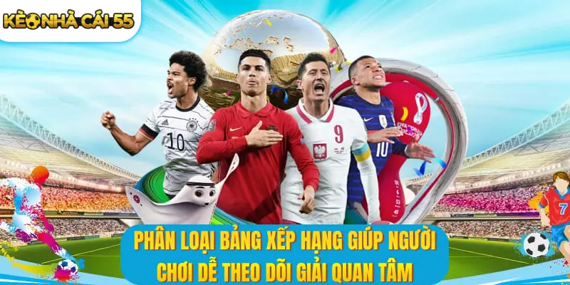 Phân loại bảng xếp hạng giúp người chơi dễ theo dõi giải quan tâm